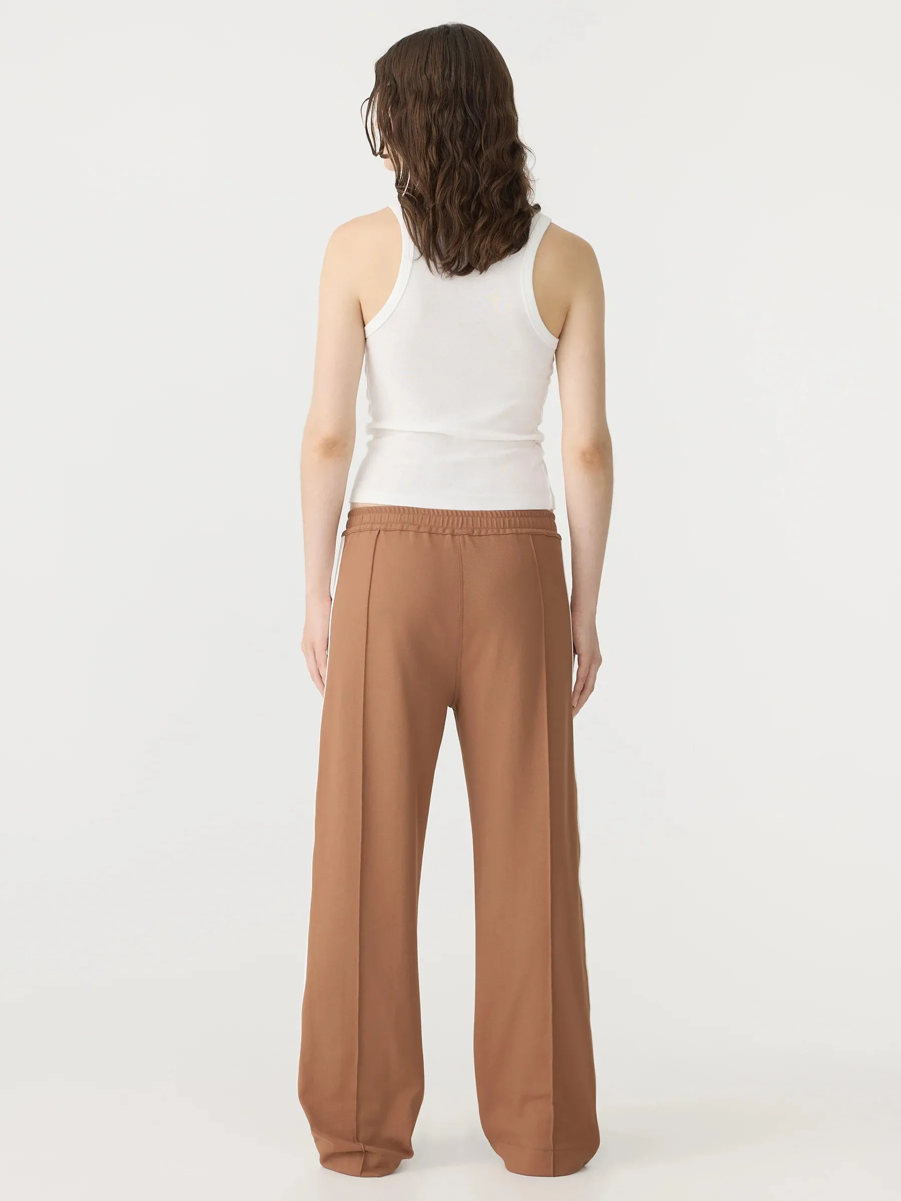 Bassike Twill Stripe Detail Pant in Argan and White