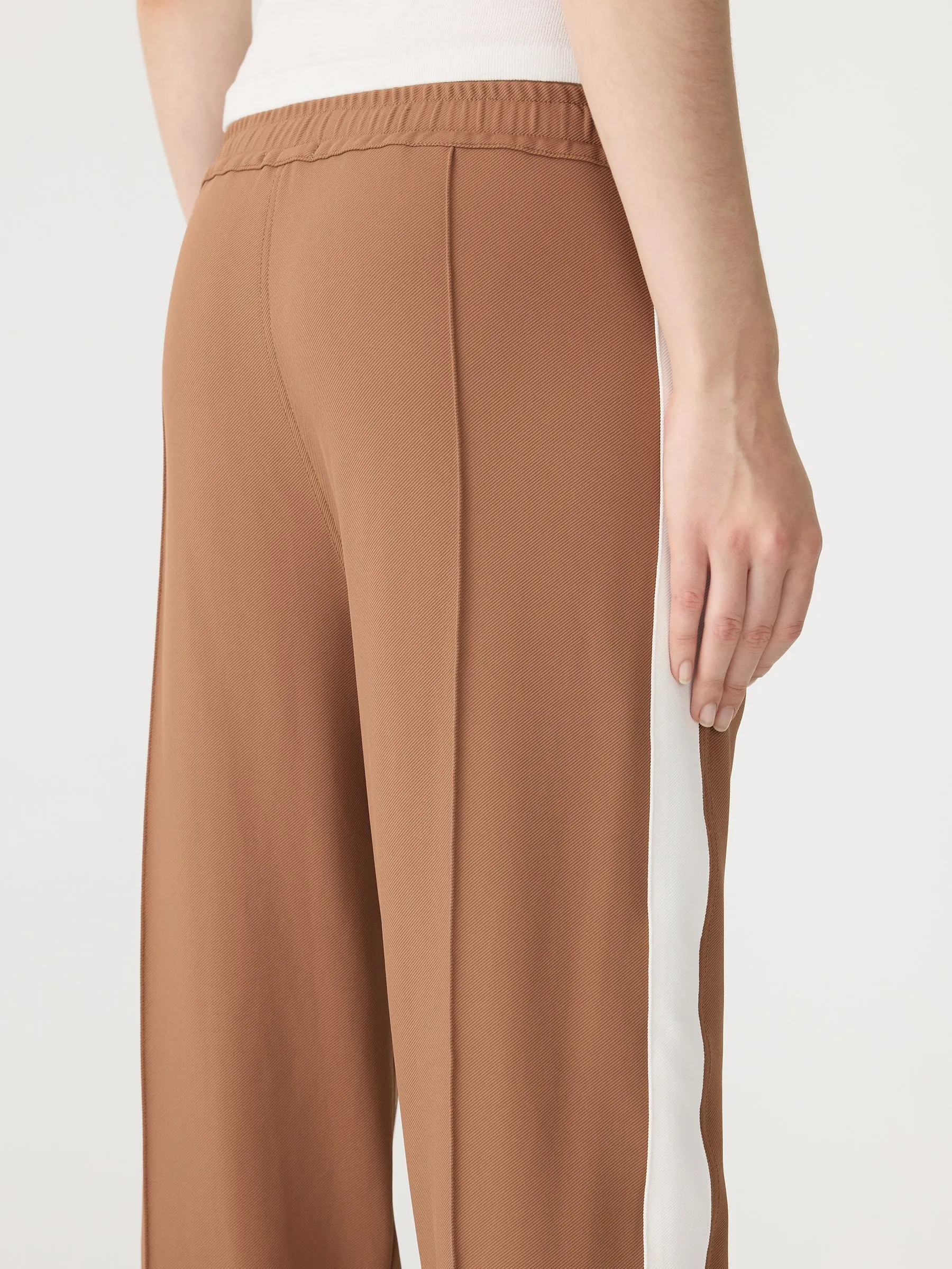 Bassike Twill Stripe Detail Pant in Argan and White