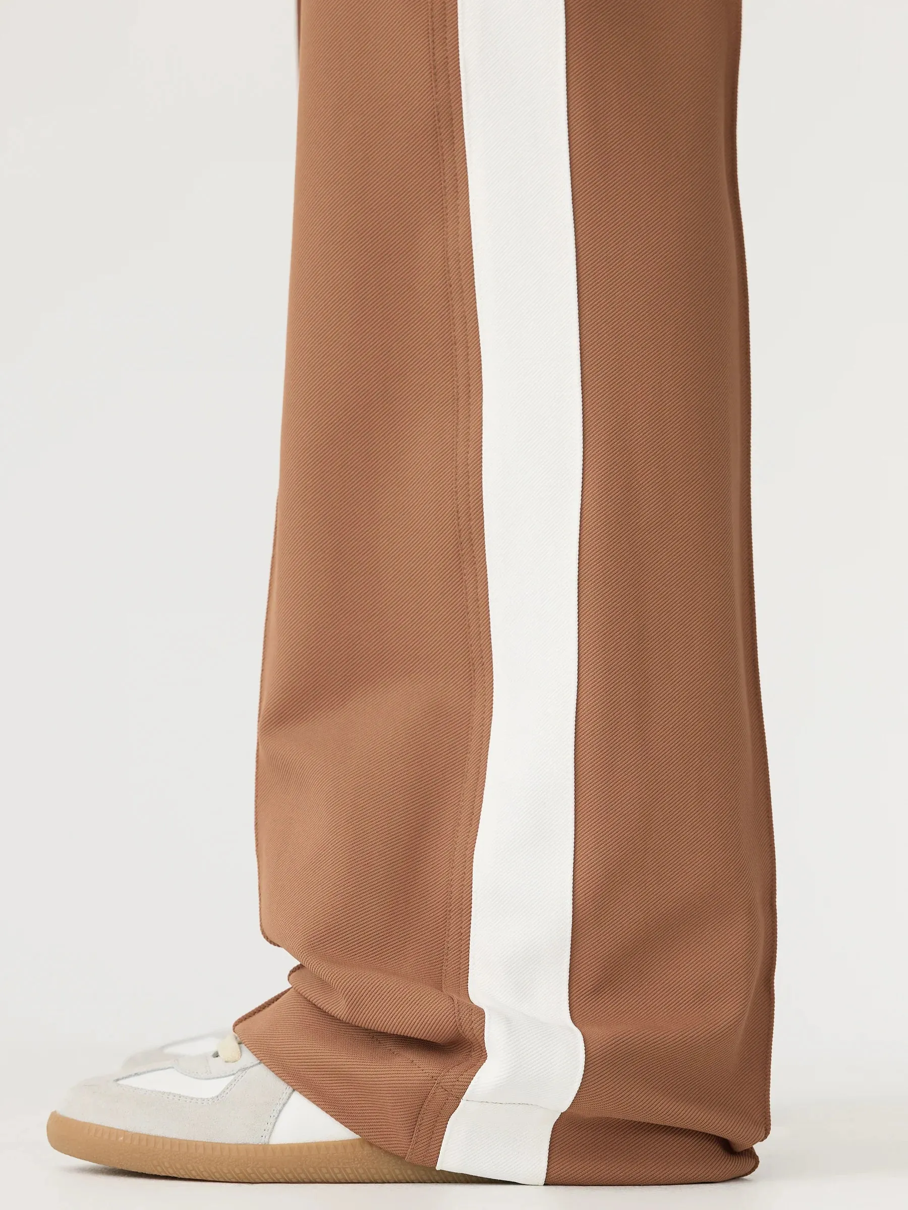 Bassike Twill Stripe Detail Pant in Argan and White