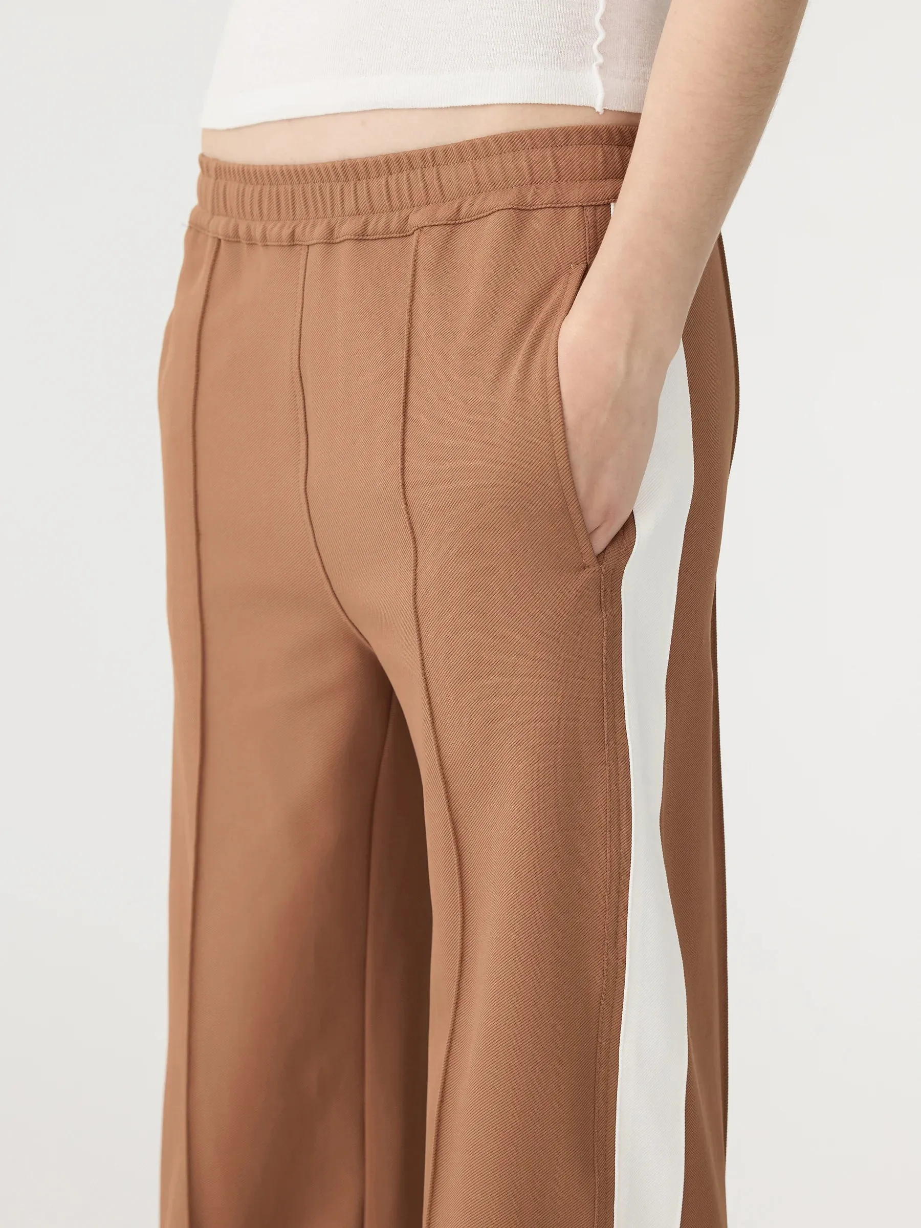Bassike Twill Stripe Detail Pant in Argan and White