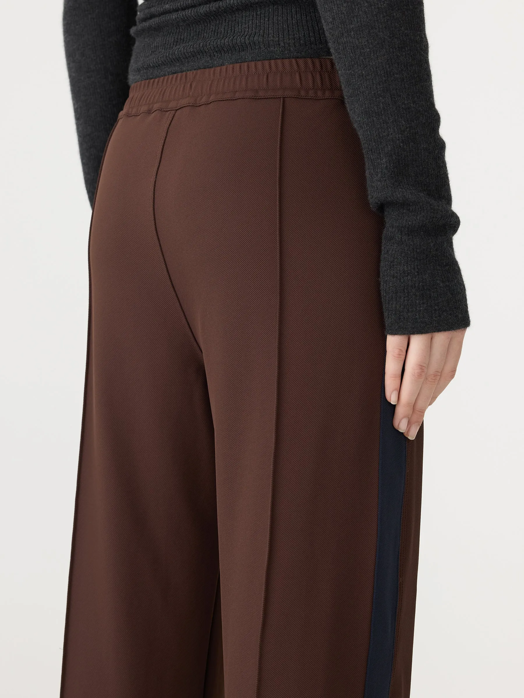 Bassike Twill Stripe Detail Pant in Carob and Ink