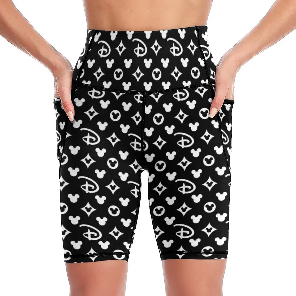Designer Women's Knee Length Athletic Yoga Shorts With Pockets