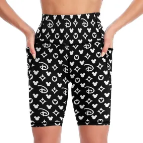 Designer Women's Knee Length Athletic Yoga Shorts With Pockets