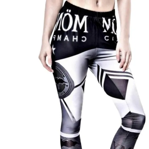 Form-Fitting Leggings | Monday Champagne | Gothic Black White Silver