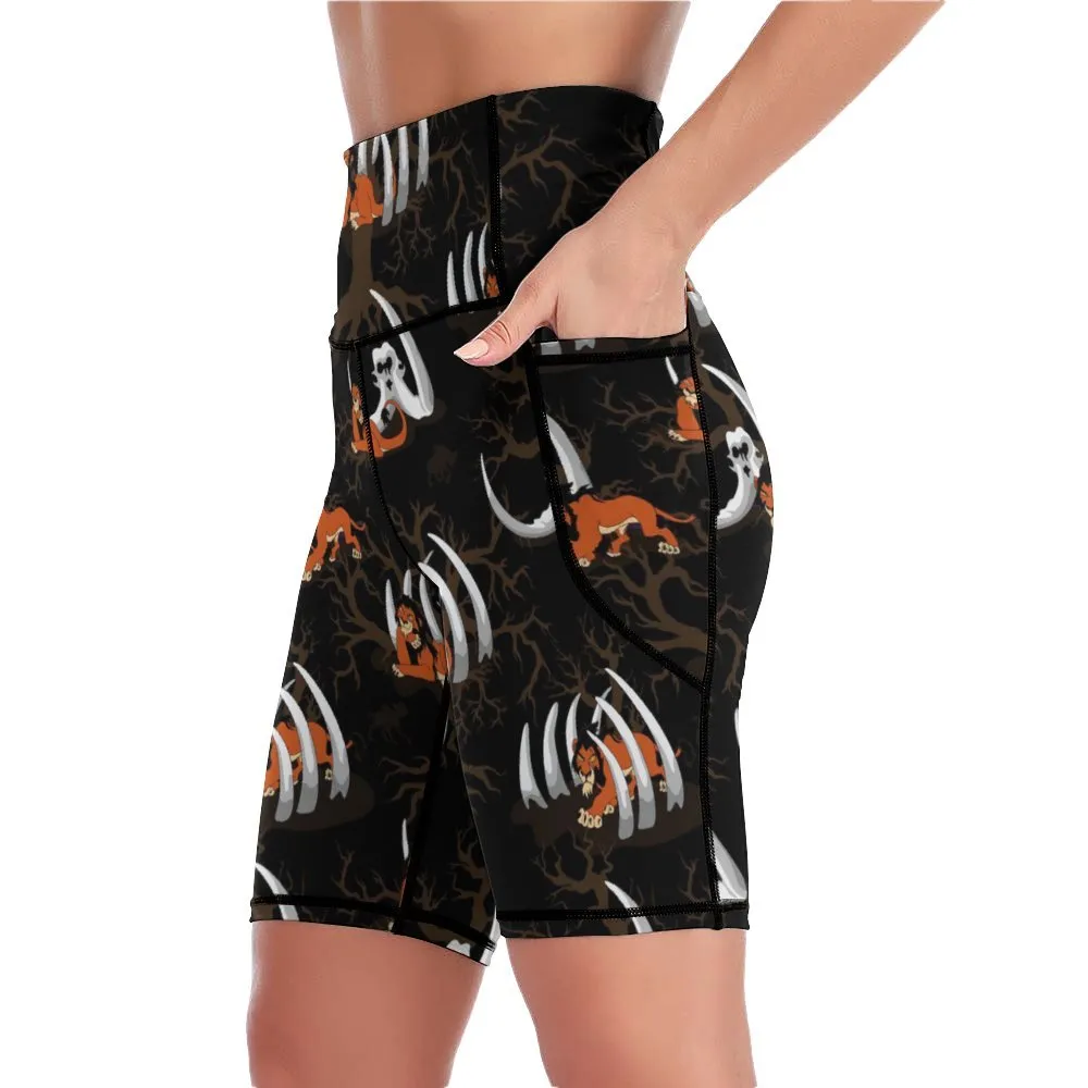 Scar Women's Knee Length Athletic Yoga Shorts With Pockets