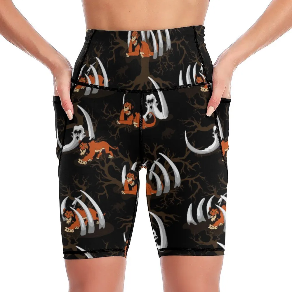 Scar Women's Knee Length Athletic Yoga Shorts With Pockets
