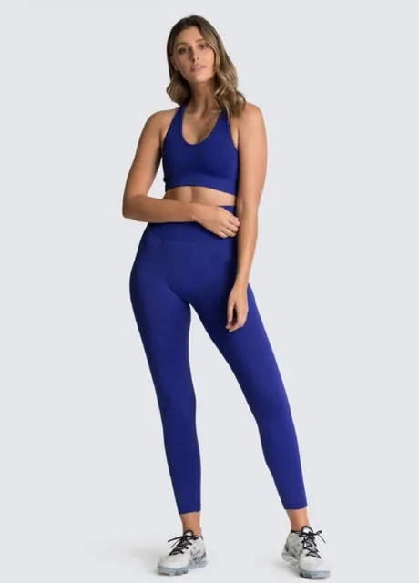Seamless Workout Set Sport Leggings Top Set Yoga Outfits for Women Sportswear Athletic Clothes Gym Sets