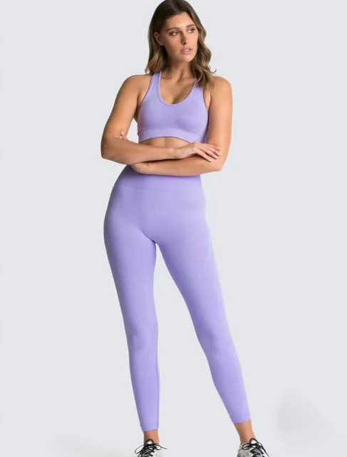 Seamless Workout Set Sport Leggings Top Set Yoga Outfits for Women Sportswear Athletic Clothes Gym Sets