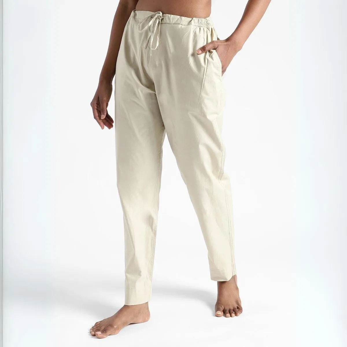Women's Cotton Slim Fit Pants | Breathable Fabric | Comfortable | Cream