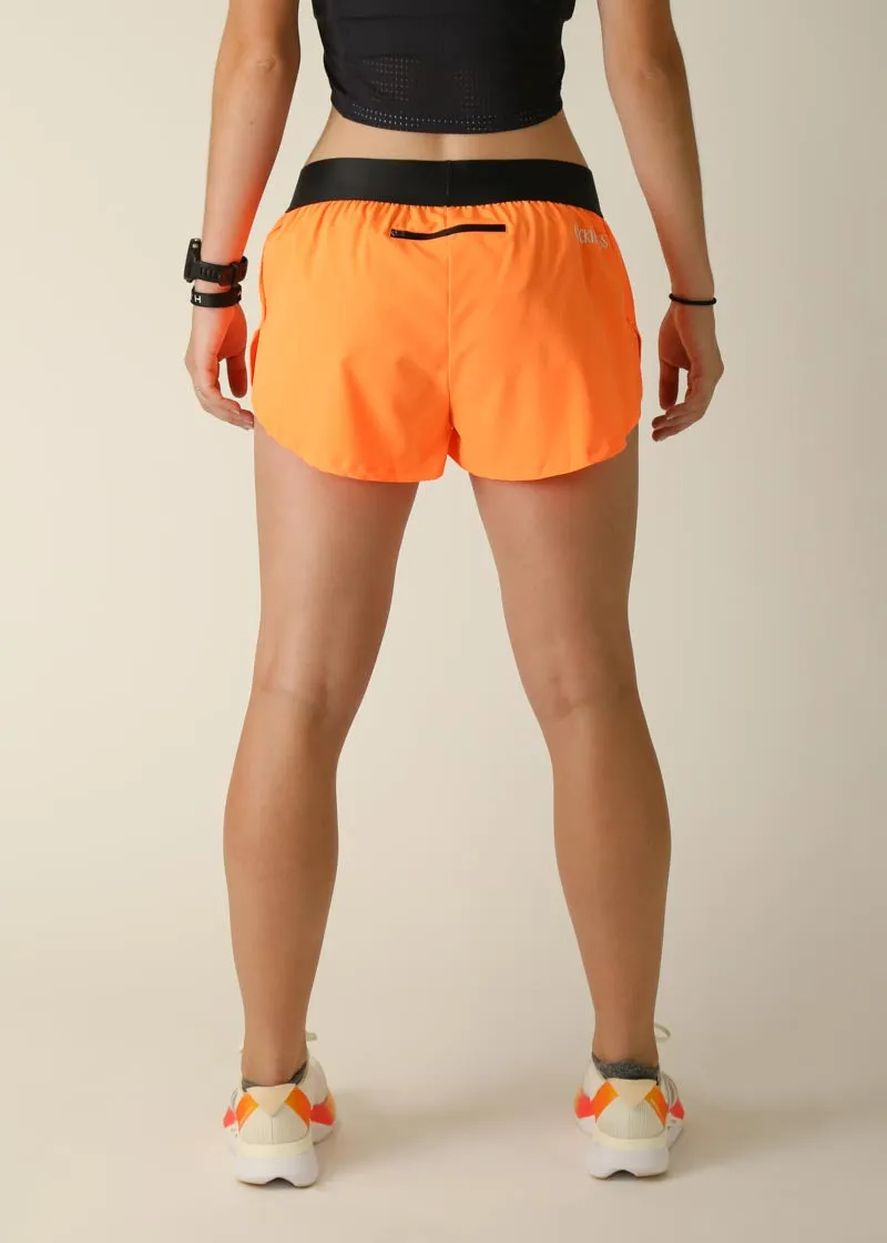 Women's Neon orange 1.5" Split Shorts